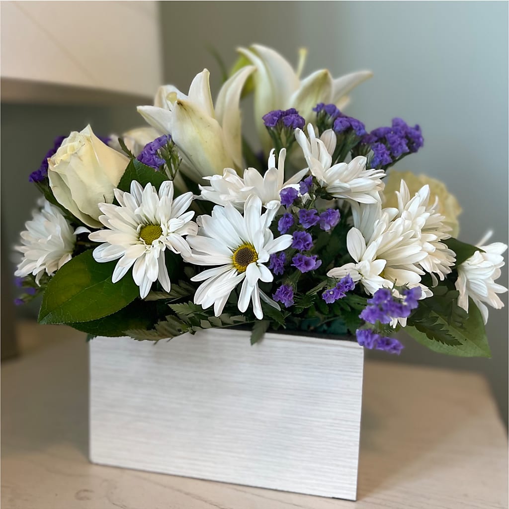 Beyond Blue Box Bouquet – Lumaya Florals, Rock Hill SC