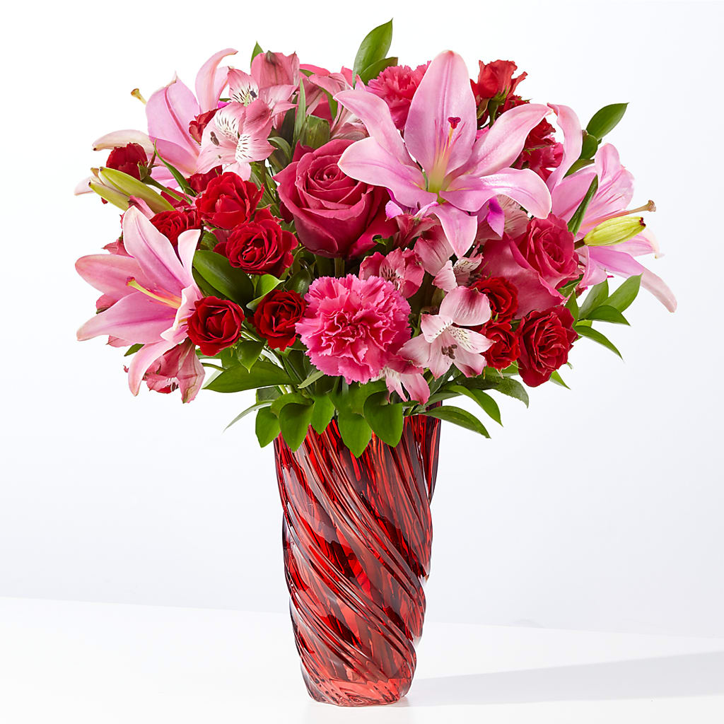 In Love Bouquet with Luxe Swirl Vase – Lumaya Florals, Rock Hill SC