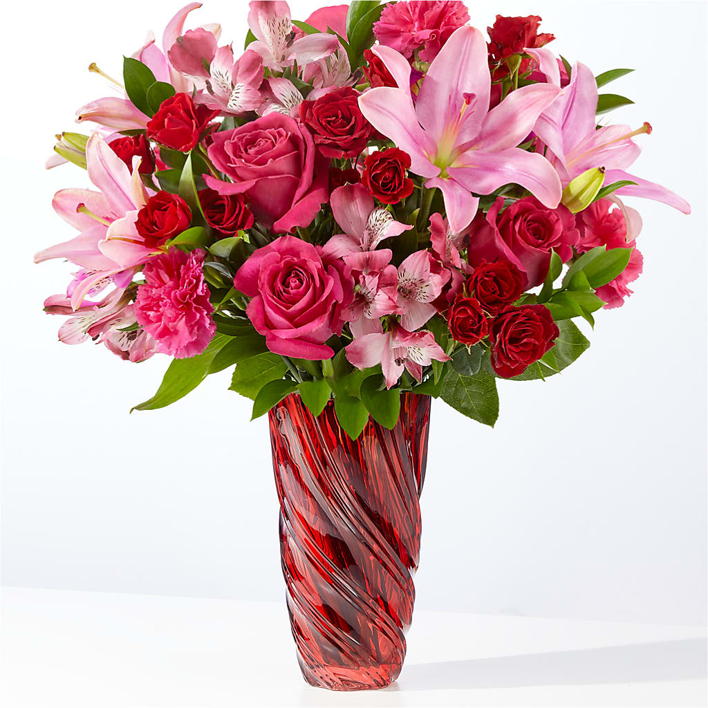 In Love Bouquet with Luxe Swirl Vase – Lumaya Florals, Rock Hill SC