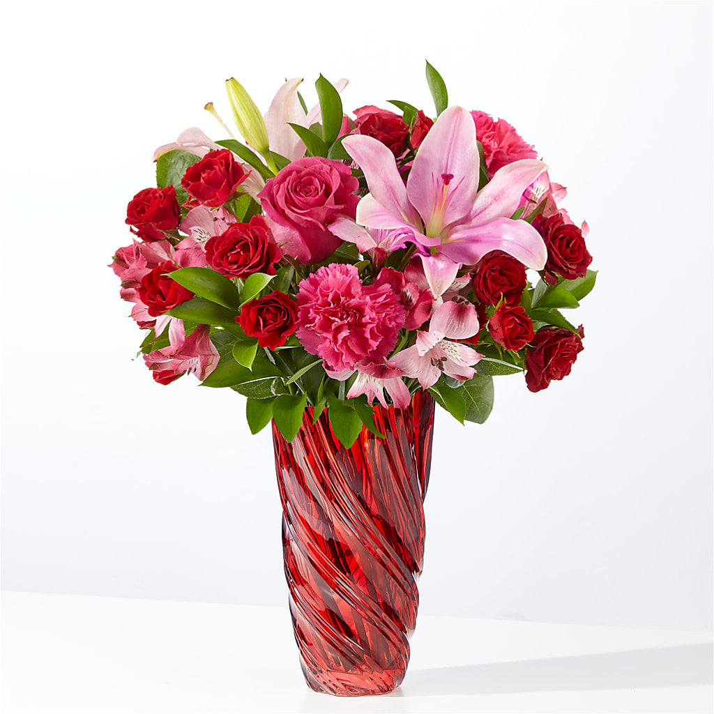 In Love Bouquet with Luxe Swirl Vase – Lumaya Florals, Rock Hill SC