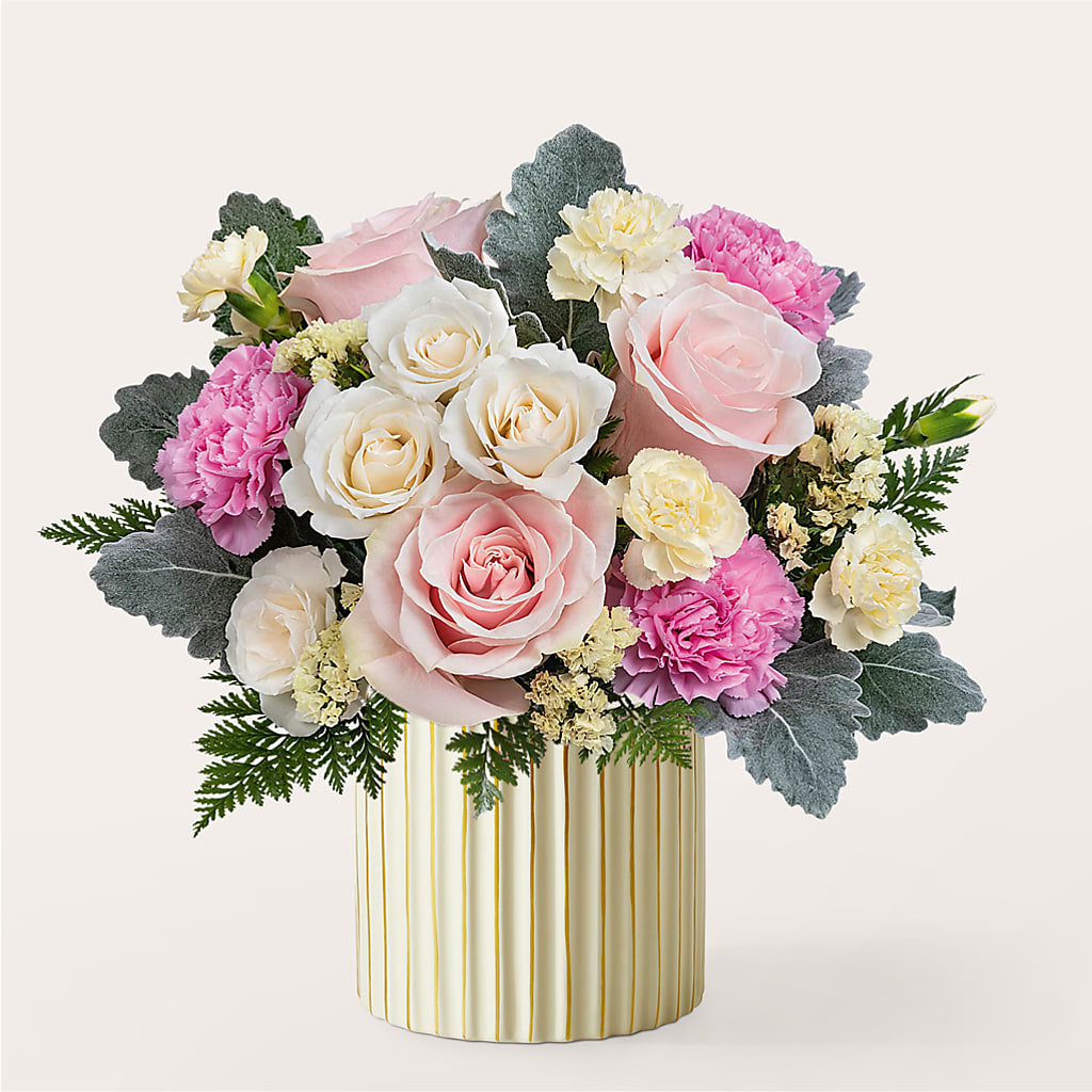Blissful Moments Bouquet with Ivory Vase – Lumaya Florals, Rock Hill SC