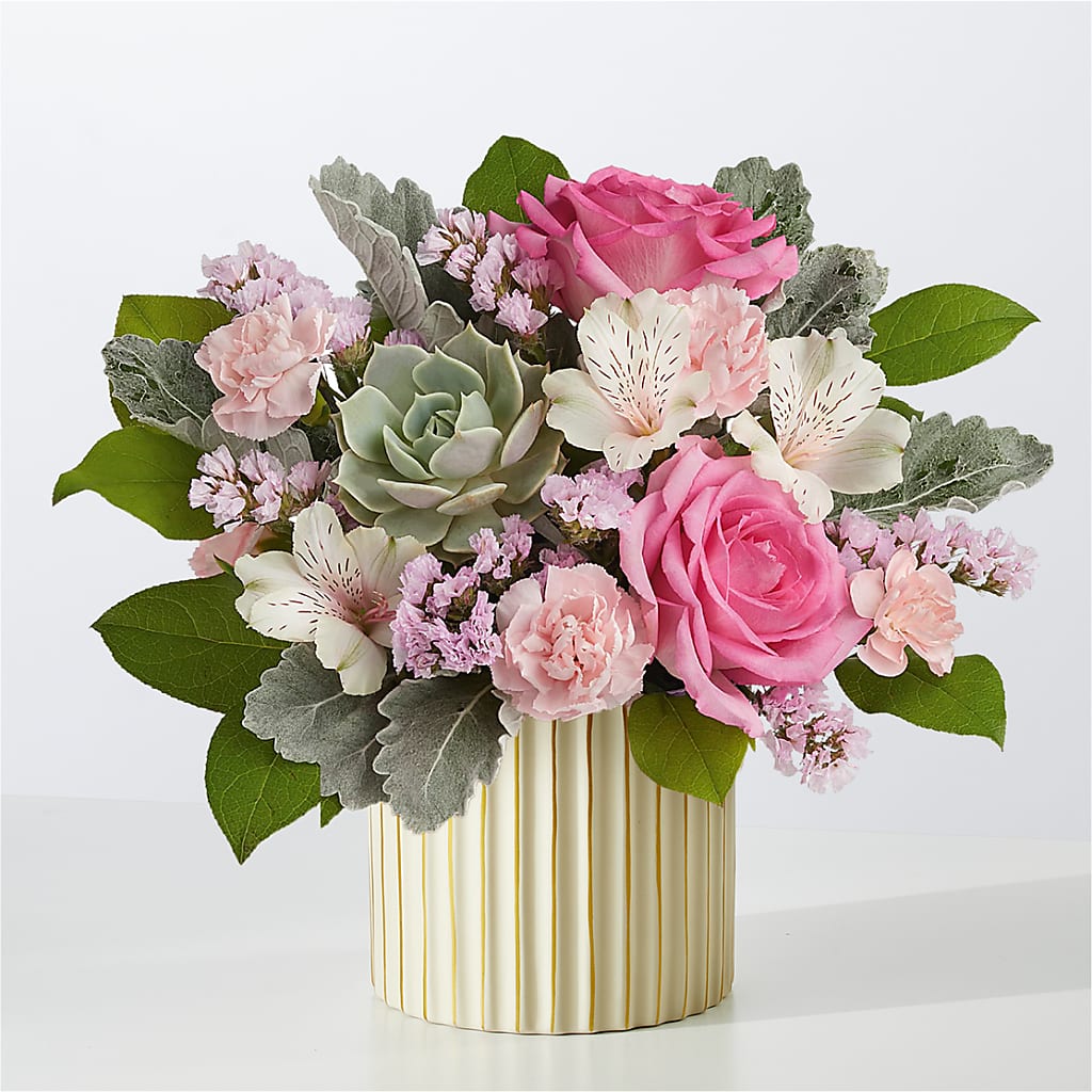 Dusty Rose Bouquet with Ivory Vase – Lumaya Florals, Rock Hill SC