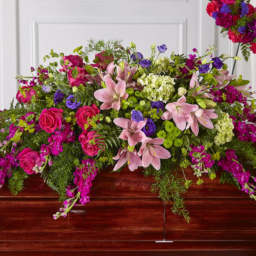 Radiant Tribute Casket Spray – Lumaya Florals, Rock Hill SC