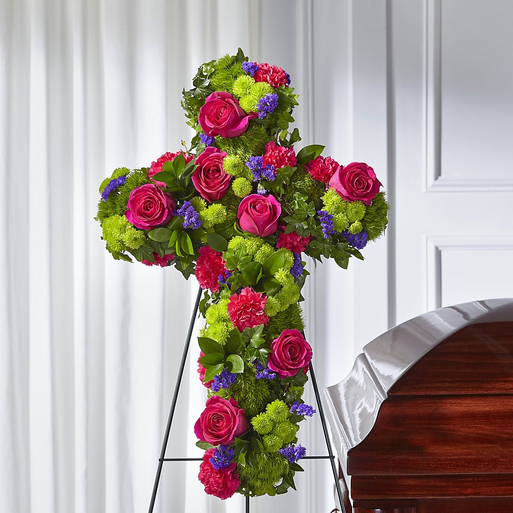 Tribute Rose Floral Cross – Lumaya Florals, Rock Hill SC