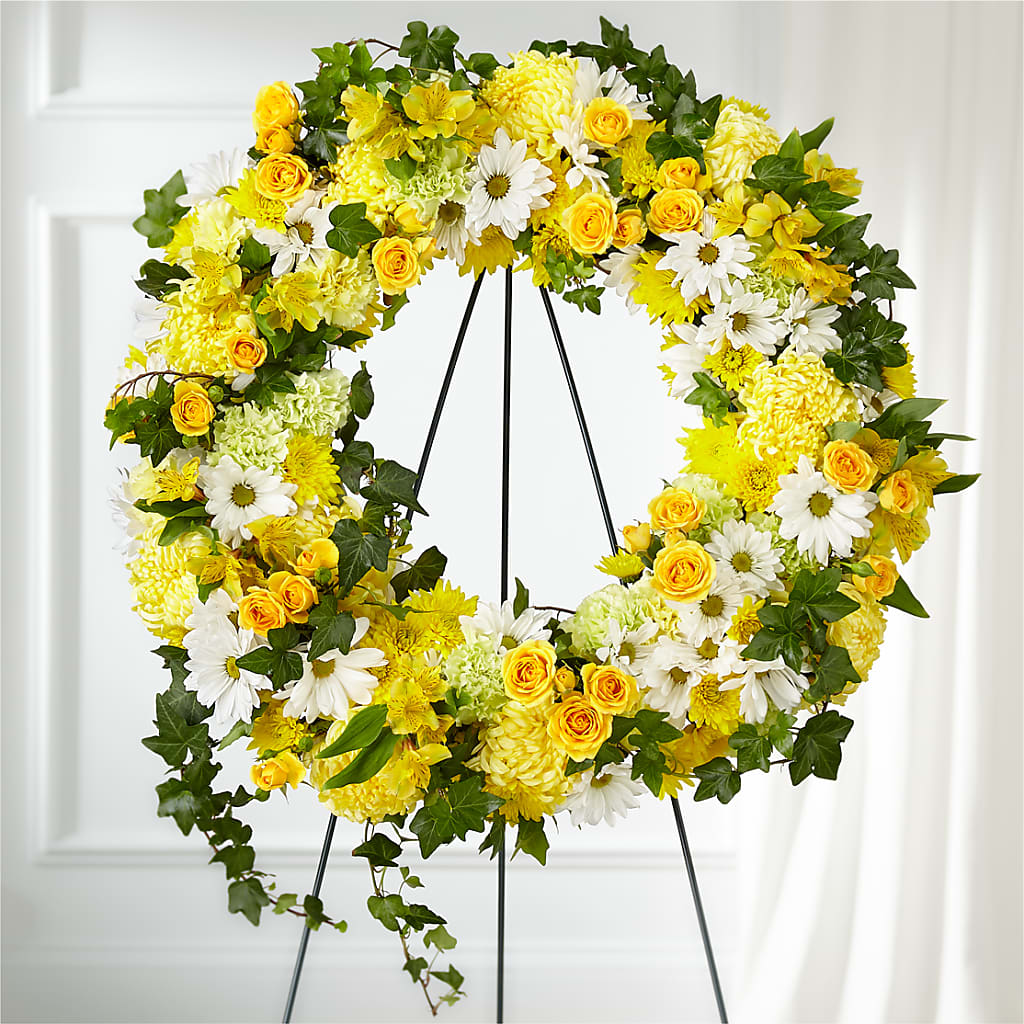 Golden Remembrance Wreath – Lumaya Florals, Rock Hill SC