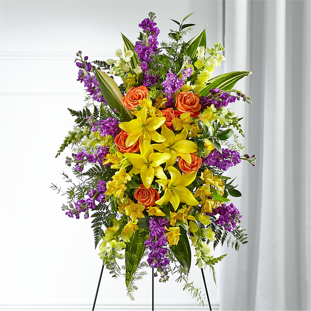 Thoughtful Prayers Standing Spray – Lumaya Florals, Rock Hill SC
