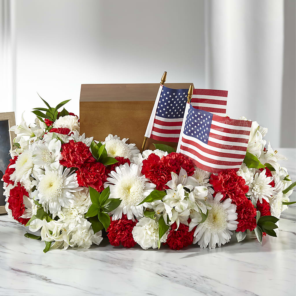 Spirit of Patriotism Cremation Adornment – Lumaya Florals, Rock Hill SC