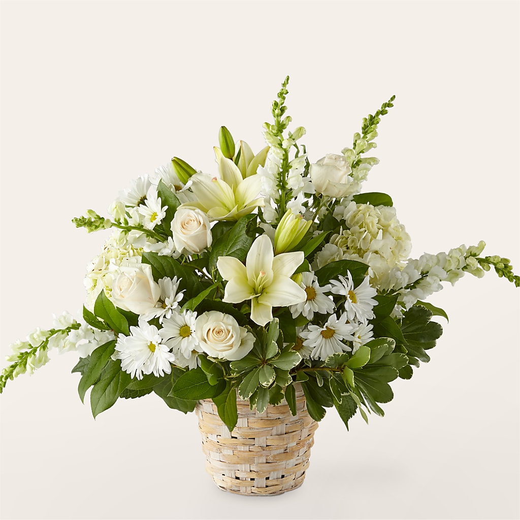 Ivory Elegance Floral Basket – Lumaya Florals, Rock Hill SC