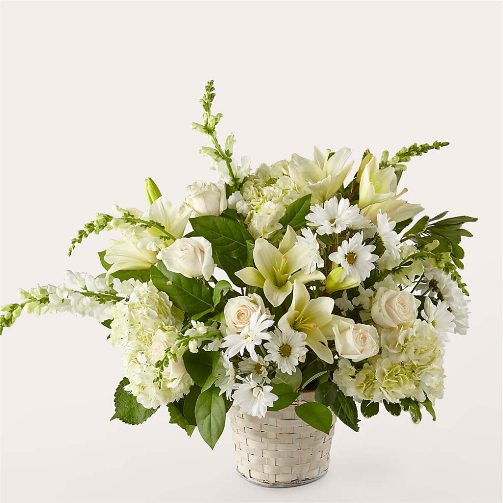 Ivory Elegance Floral Basket – Lumaya Florals, Rock Hill SC