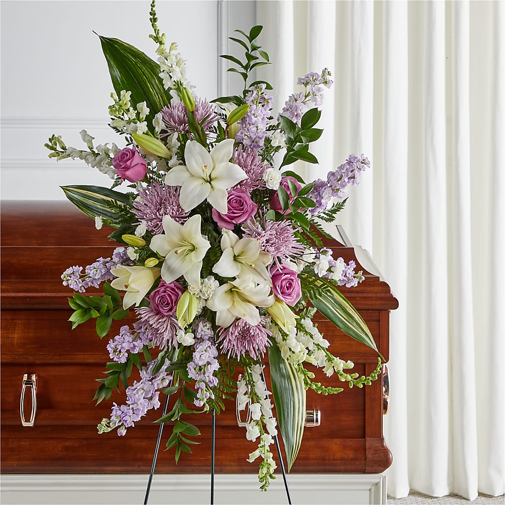 Grateful Hearts Standing Spray – Lumaya Florals, Rock Hill SC