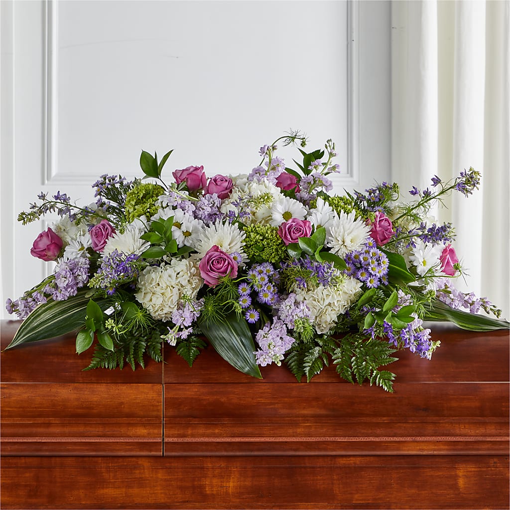 Meadows of Serenity Casket Spray – Lumaya Florals, Rock Hill SC