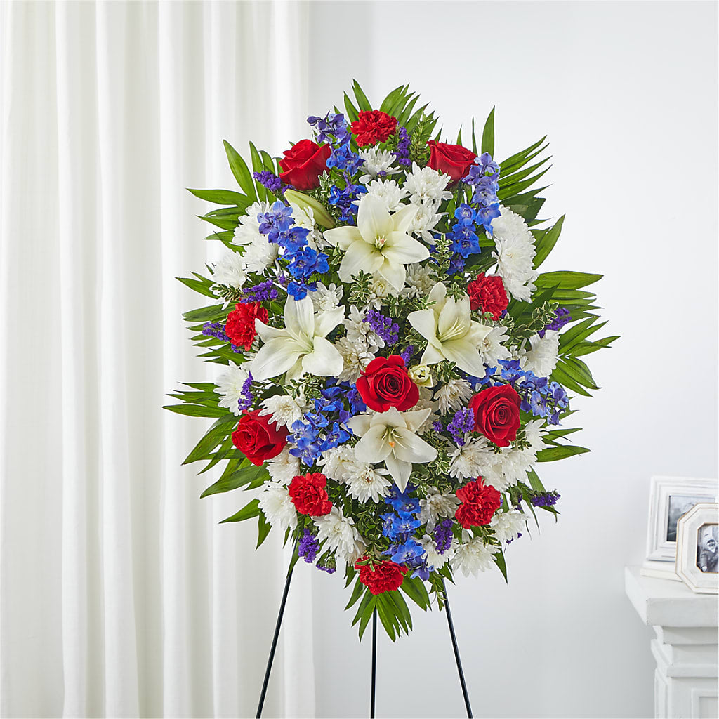 Cherished Service Standing Spray – Lumaya Florals, Rock Hill SC