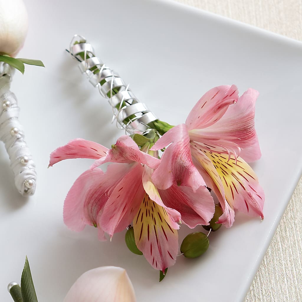 Pink Peruvian Lily Boutonniere – Lumaya Florals, Rock Hill SC