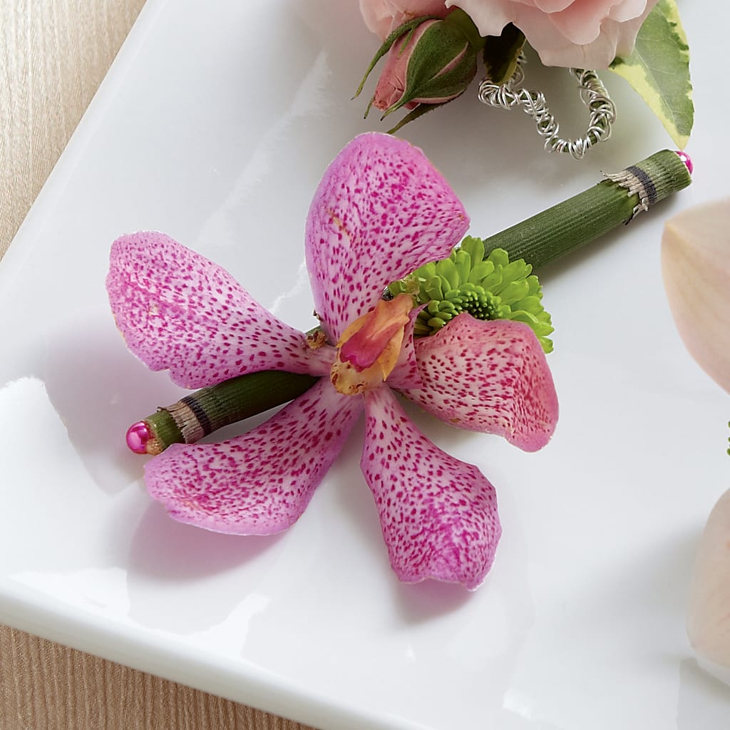 Pink Mokara Boutonniere – Lumaya Florals, Rock Hill SC