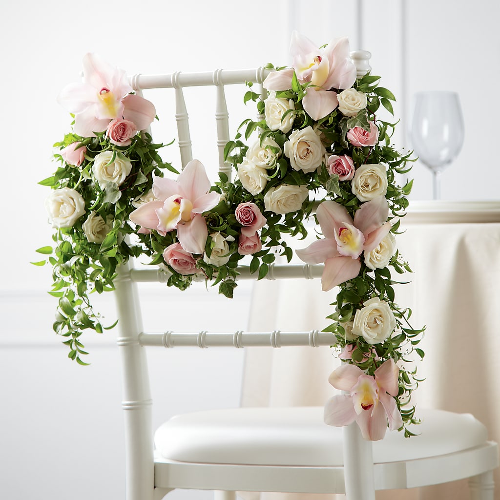 Orchid Rose Chair Décor – Lumaya Florals, Rock Hill SC