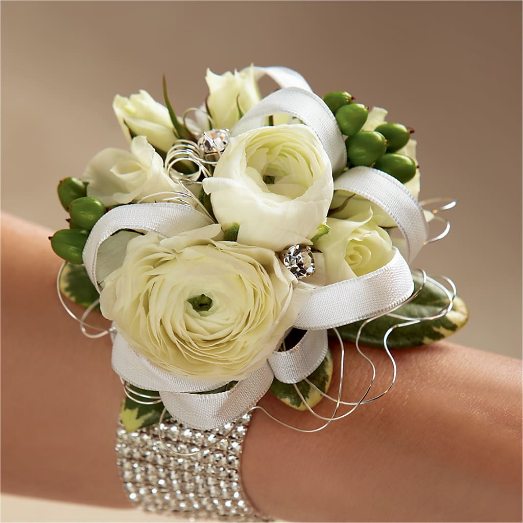 White Wedding Corsage – Lumaya Florals, Rock Hill SC