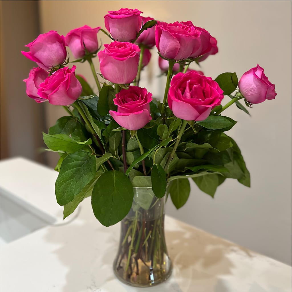 Long Stem Pink Rose Bouquet –  Lumaya Florals, Rock Hill SC
