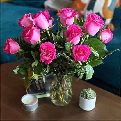 Long Stem Pink Rose Bouquet –  Lumaya Florals, Rock Hill SC