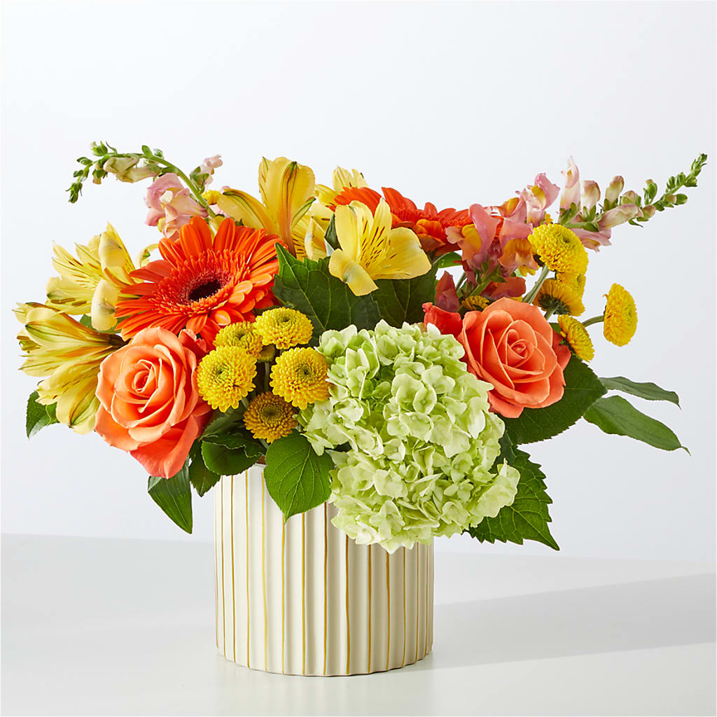 Autumn Sunshine Bouquet with Ivory Vase –  Lumaya Florals, Rock Hill SC