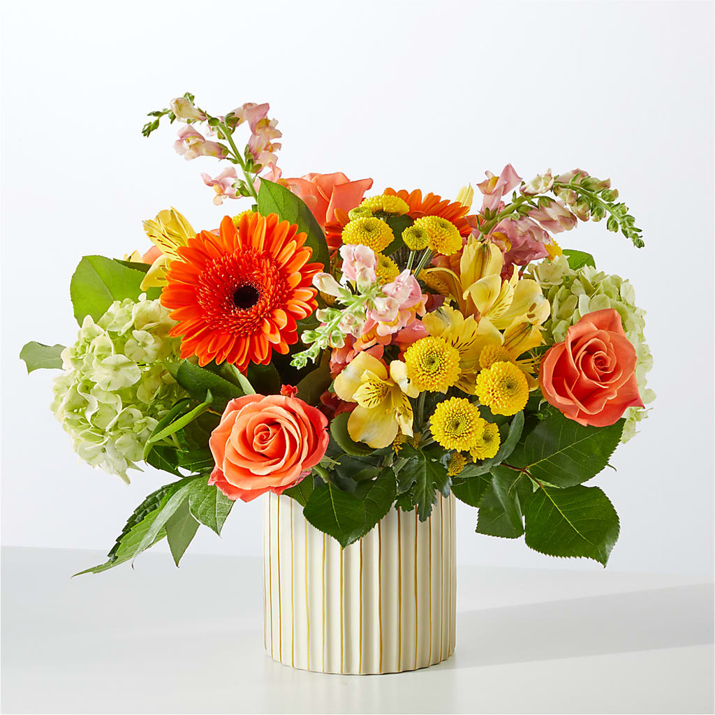Autumn Sunshine Bouquet with Ivory Vase –  Lumaya Florals, Rock Hill SC