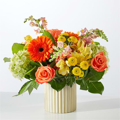 Autumn Sunshine Bouquet with Ivory Vase –  Lumaya Florals, Rock Hill SC