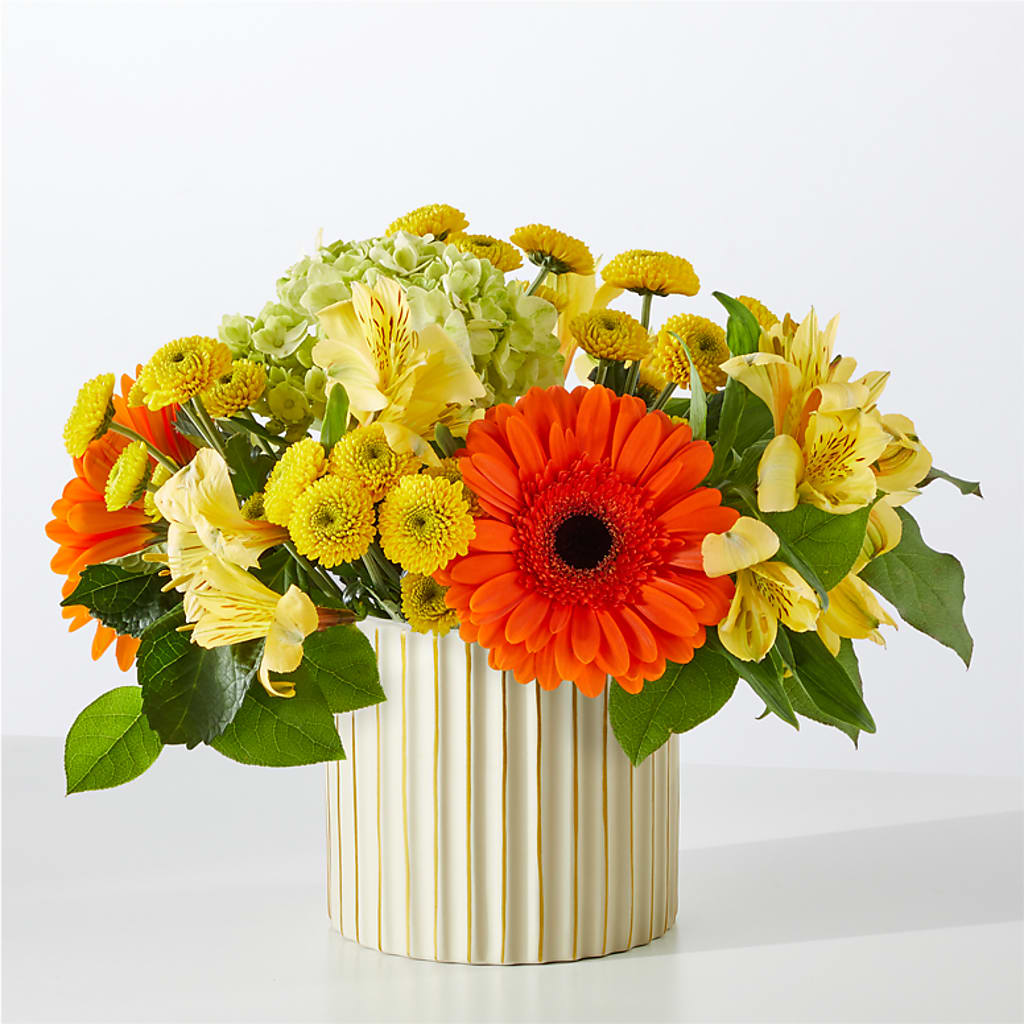 Autumn Sunshine Bouquet with Ivory Vase –  Lumaya Florals, Rock Hill SC