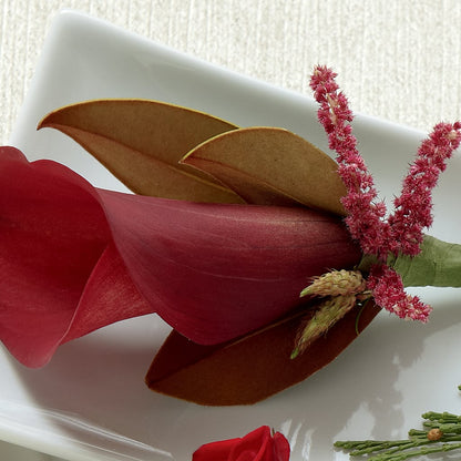 Red Calla Boutonniere –  Lumaya Florals, Rock Hill SC