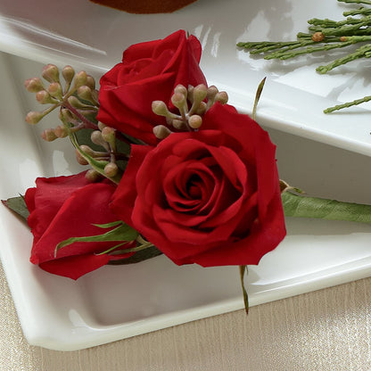 Red Spray Rose Boutonniere –  Lumaya Florals, Rock Hill SC